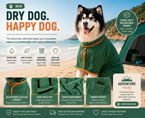 Super Absorbent Dog Bathrobe — Green